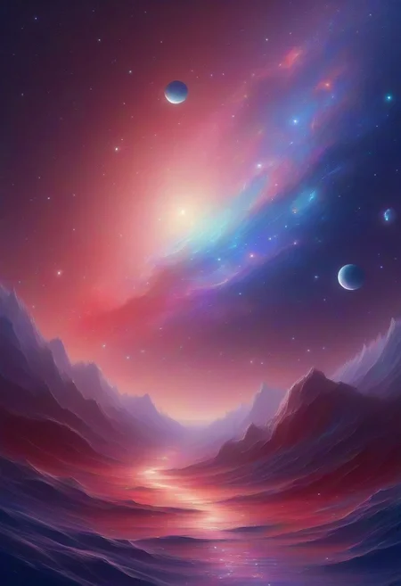 Blue, red, Blue, purple, Night, Stars sky, (structure:2.0), glooming, comets, oil painting,