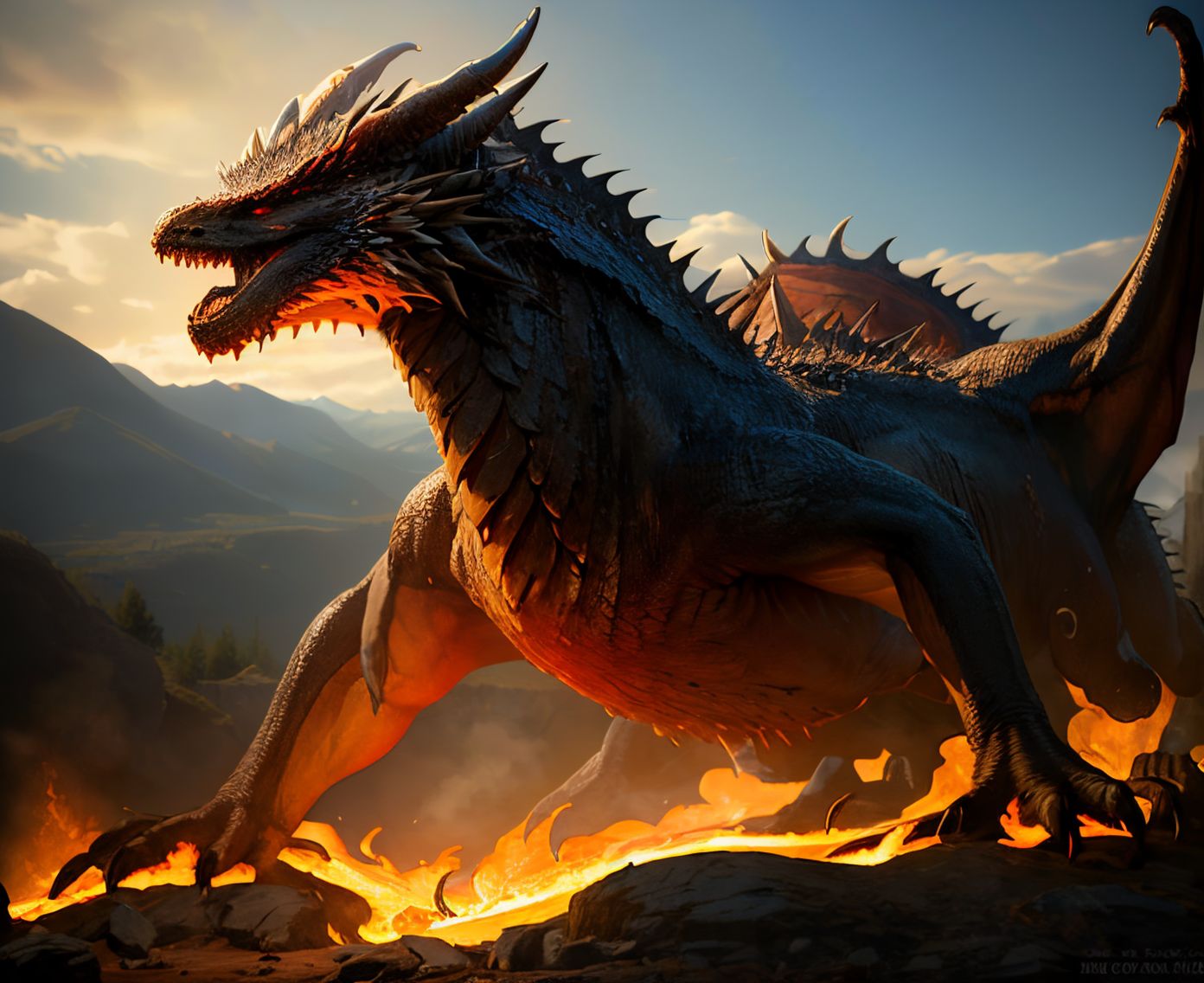 EdobDragon, hell lava dragon, (realistic:1.5), <lora:EdobDragon_v1.0:1>