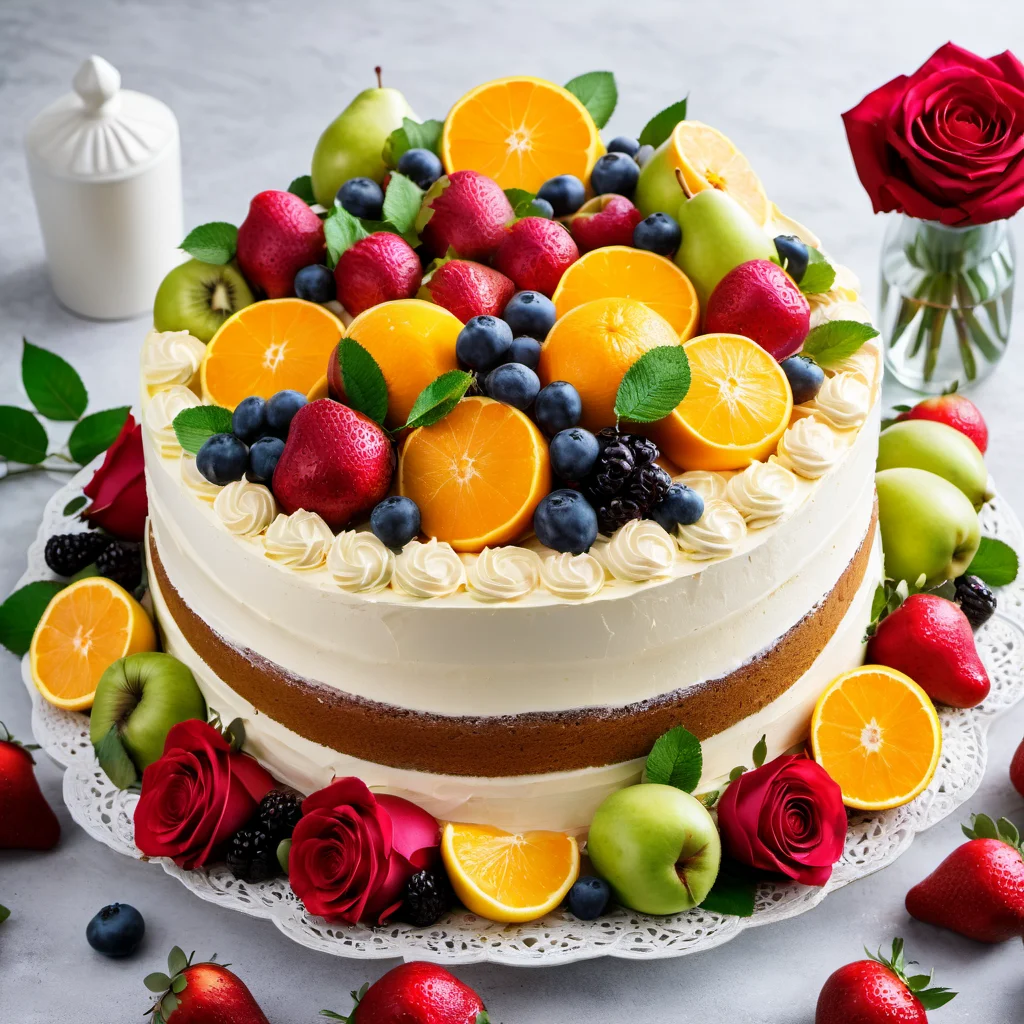 (((the greatest cake, birthday cake on the ground, fruits))),((surrounded with roses)),(garden background),(((professional shot, professional product photography, professional food photography))),(((hdr:2.0, ray tracing:2, ultra high detail ultra realism, professional digital photo, detailed professional photo, professional photography 1 6 k, professional quality, professional shading, professional unique masterpiece, highly professionally detailed, professional light, professional composition, beautiful coherent professional))),