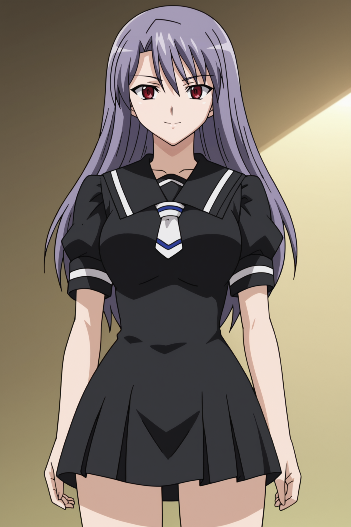 score_9, score_8_up, score_7_up, source anime, prefect lighting, very aesthetic, BREAK, anime coloring, anime screencap,
<lora:shiratori_miyu_v2-pdv6:1>, 1girl, shiratori miyu, aika zero, red eyes, purple hair, long hair,
black serafuku,short sleeves,
BREAK, looking at viewer, light smile,
BREAK,