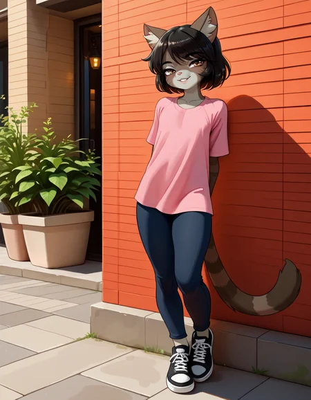 masterpiece, best quality, very aesthetic, absurdres,
outdoors, casual,
full body, posing,
seductive smile, parted lips, long eyelashes,
<lora:Sona_v01_NAIXL:1>
S0n4,1boy,solo,furry,furry male,male focus,otoko no ko,cat boy,short hair,black hair,cat ears,brown eyes,animal nose,whiskers,body fur,striped tail,