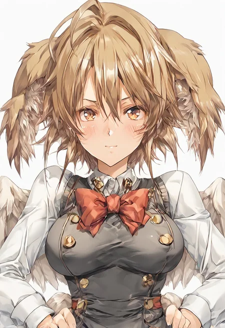 score_9, score_8_up, score_7_up, score_6_up, score_5_up, score_4_up, BREAK, <lora:cmarket0826-sdxl-000028:1>, noa riads, 1girl, solo, breasts, blush, smile, short hair, simple background, brown hair, long sleeves, fluffy tail, ahoge, animal ears, dog ears, medium breasts, swept bangs
shiny skin, school uniform, red bowtie, white shirt, black skirt, hands on hips, frown, blush, looking at viewer,
upper body, Eye focus
<lora:add-detail-xl:1.0>