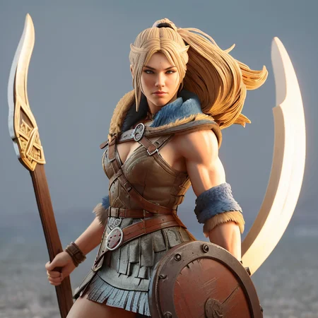 figrne, a viking shield maiden, dynamic pose, action shot, depth of field, flawless, RAW, focus on shoulder, (((plain background))), high detail, insane detail, depth of field, flawless, RAW, <lora:figrne_v2std:1>