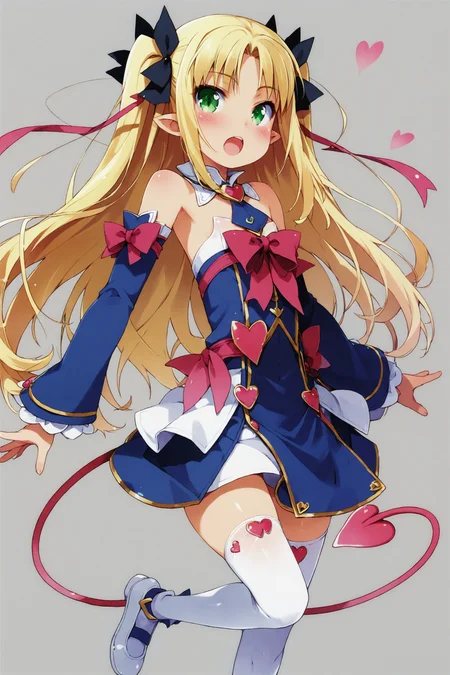 score_9,score_8_up,score_7_up,masterpiece,best quality,very aesthetic,absurdres,official art,official style,
Astarotte Ygvar,1girl,solo,tail,blonde hair,green eyes,demon tail,long hair,thighhighs,detached sleeves,pointy ears,twintails,zettai ryouiki,blush,ribbon,heart,bare shoulders,white thighhighs,open mouth,hair ribbon,two side up,
<lora:Haga yui_XL_PONY:0.8>,