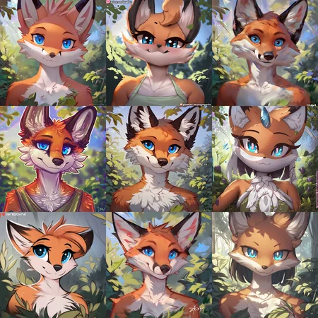 [by {ancesra|burgerkiss|chunie|dimwitdog|hioshiru|rilex lenov|twiren|zackary911|zinfyu}:0.1], fox, anthro, solo, female, fox, blue eyes, pupil, iris, closed smile, short hair, looking at viewer, orange fur, headshot portrait, black eartips, detailed background, forest <lora:PDXL_artist_tags_v2:1>  BREAK, score_9, score_8_up, score_7_up, score_6_up, score_5_up, score_4_up