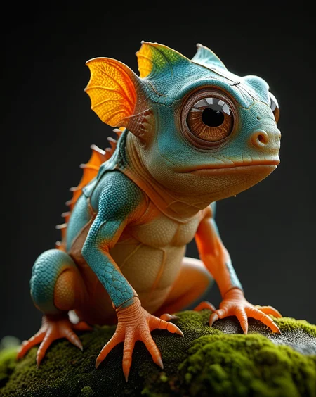 Hyperrealistic art cinematic film still photography in the style of detailed hyperrealism photoshoot, cute creature, fantasy, James Christensen, bold lines, hyper detailed, shallow depth of field, vignette, highly detailed, high budget, bokeh, cinemascope, moody, epic, gorgeous, film grain, grainy, extremely high-resolution details, photographic, realism pushed to extreme, fine texture, incredibly lifelike, <lora:sss:1> <lora:- SDXL - vanta-black_contrast_V3.0:0.7>, <lora:add-detail-xl:0.5>
