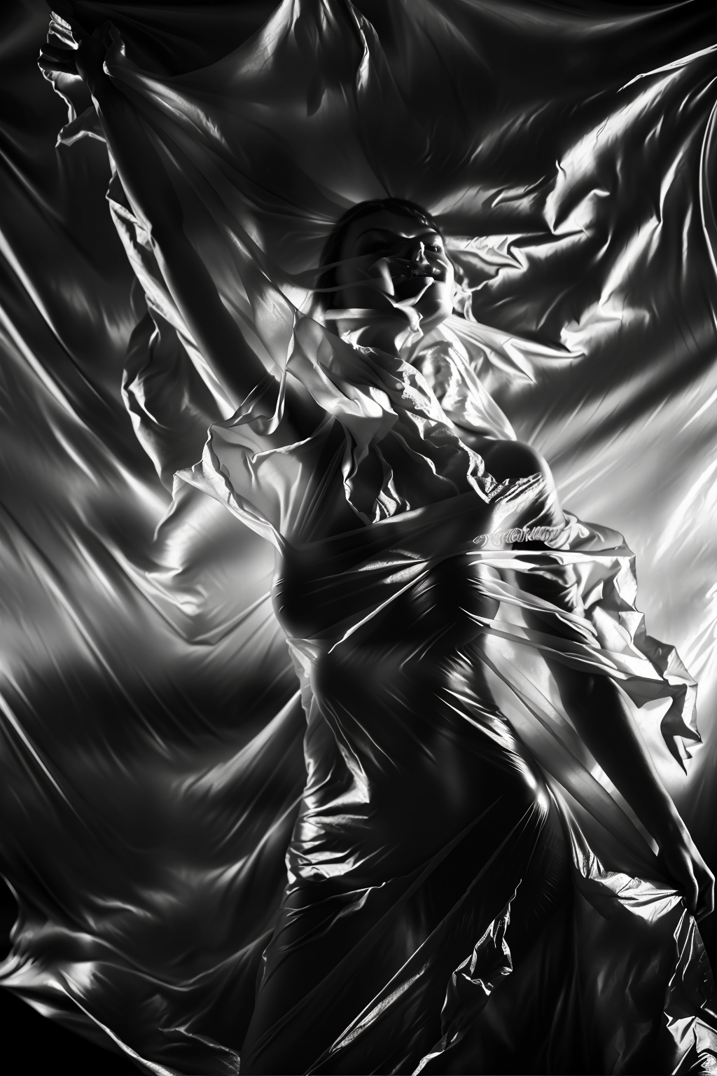 foil covered, 1girl, monochrome, greyscale, realistic
<lora:CoveredWithStuff:1.2>