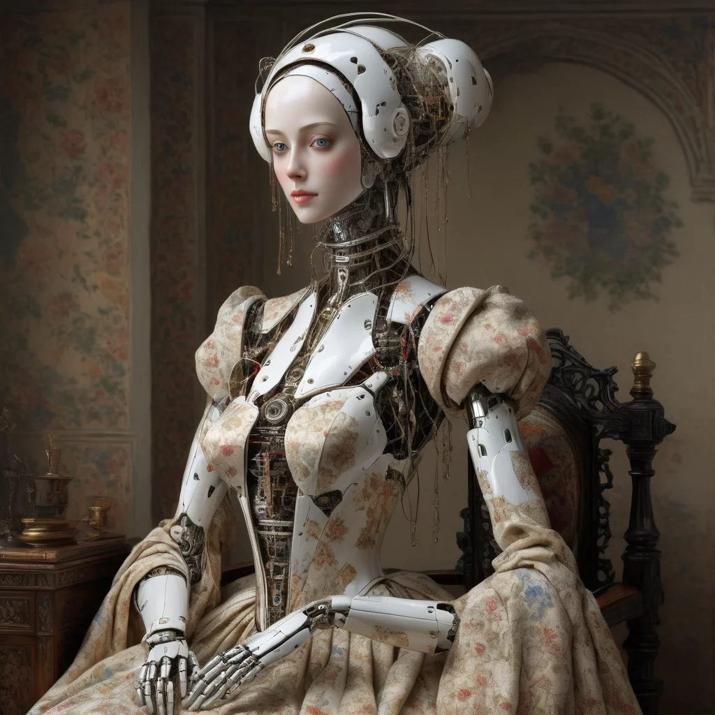 masterpiece,1lady,medieval lady's clothing,looking at viewer,robot joint,robotlady,<lora:robolady:1>,