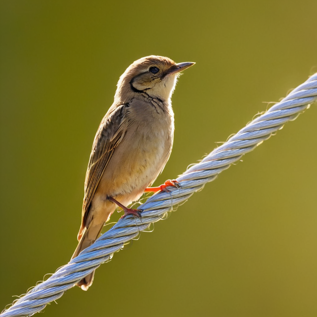 <lora:HMSGé¸ç±»æå½±XL-000001:1>,A cute little bird perching on a wire in the sunlight.