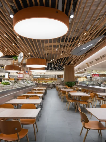 <lora:JJsFood_Court_XL:1>, ((Food Court)), masterpiece , best quality, subject,  soft lighting, high quality, indoors, real world location, enough detail, high resolution, 8k, HD, super realistic, Photorealistic, highly detailed, table, chair, ceiling light,