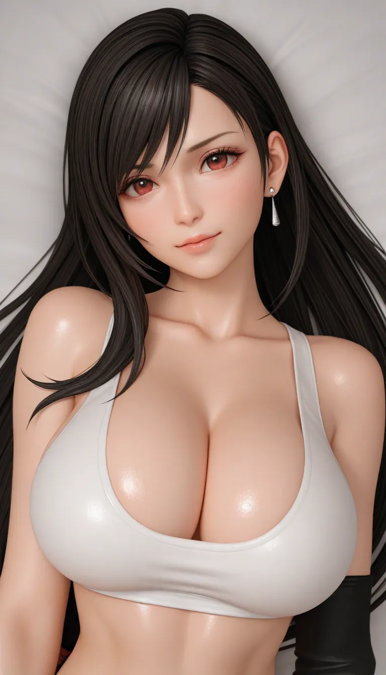 (masterpiece, best quality), amazing quality, very aesthetic, absurdres, highres, newest, HDR, 8K, high detail RAW color art, high contrast, bright face, large pupil, eyelashes, brilliant skin, shiny skin, 3D, 3D make,
1girl, solo, tifa lockhart, upper body, lying,