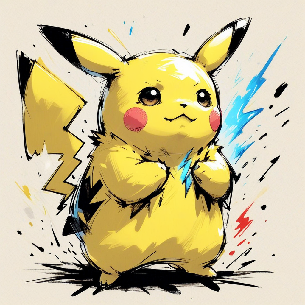 score_9, score_8_up, score_7_up, inksketch, a chubby pikachu, lightning