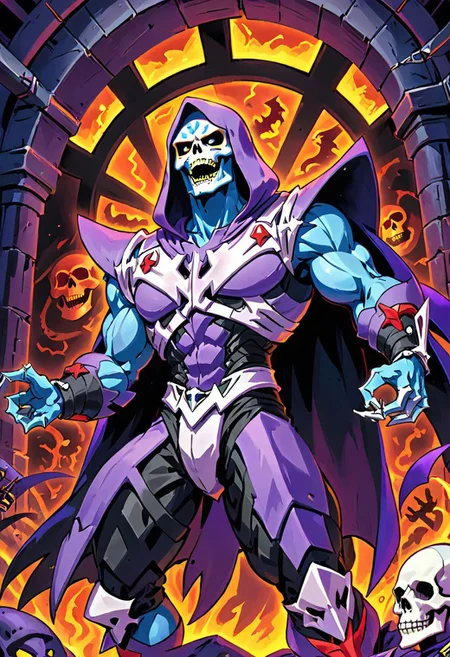 skeletor in his secret lair laughing maniacally