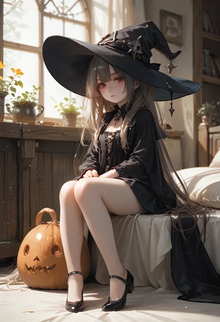 score_9, score_8_up, score_7_up, lvthn, a witch girl, witch hat, sitting_sideways, full body, <lora:p-skin:1> <lora:sdxl_lightning_8step_lora:1> <lora:LVTHN:1,0,0,0,0,0,0,1,0,0,0,0>