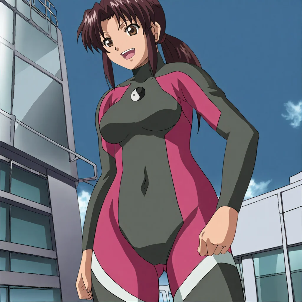 <lora:Rexy_pony_v1:.9> RexyDivingSuit, 1girl, bodysuit, ponytail, long hair, brown eyes, breasts, brown hair, giantess, cowboy shot