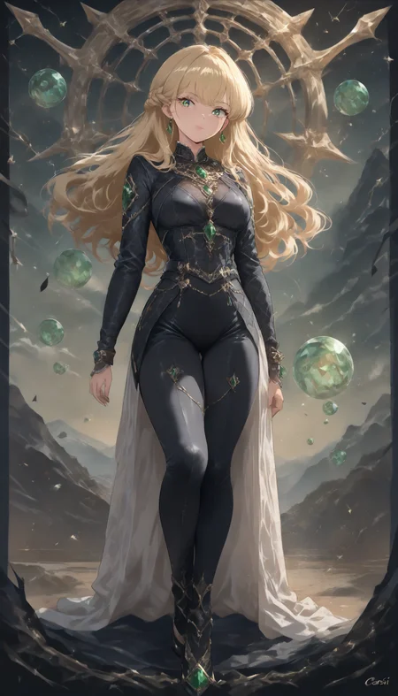 ethereal fantasy concept art of masterpiece,high score,great score,absurdres, <lora:Alice Prin_sots:1>,Alice Prin (style, alice prin, sots art), ., Cersei is a strikingly beautiful woman, with curly golden hair, emerald green eyes, fair skin, and a slender, graceful figure. Cersei Lannister. . magnificent, celestial, ethereal, painterly, epic, majestic, magical, fantasy art, cover art, dreamy