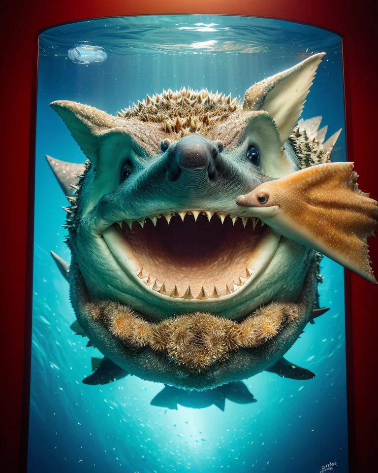 photo of a hedgehog shark hybrid
highly detailed intricate, photorealistic analog style photograph
by Jen Bartel and Chris Cold