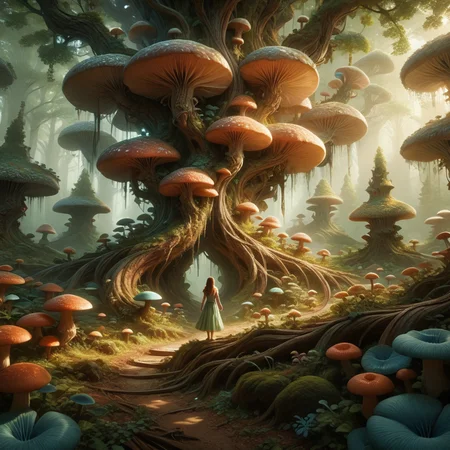 score_9,score_8, <lora:Fungal_World_Morph_V2:1>fungal_world, an enchanted forest, 1girl, fairy standing in dappled lighting