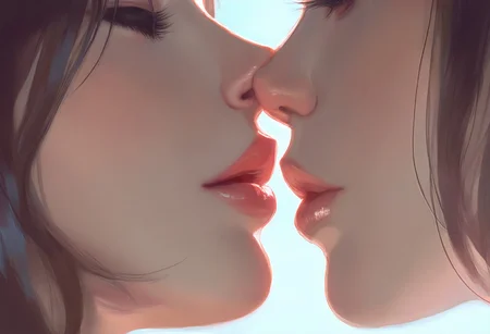 masterpiece, best quality, realistic, 2girls, assertive female, close-up, lips, imminent kiss<lora:1equals2_V1_6_NoobAI:0.8>