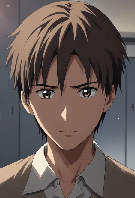 high resolution, solo, best quality, 1Boy, Takaki Toono, Brownish Hair, Brown Eyes, fell down, revenged, dying, OverallDetail