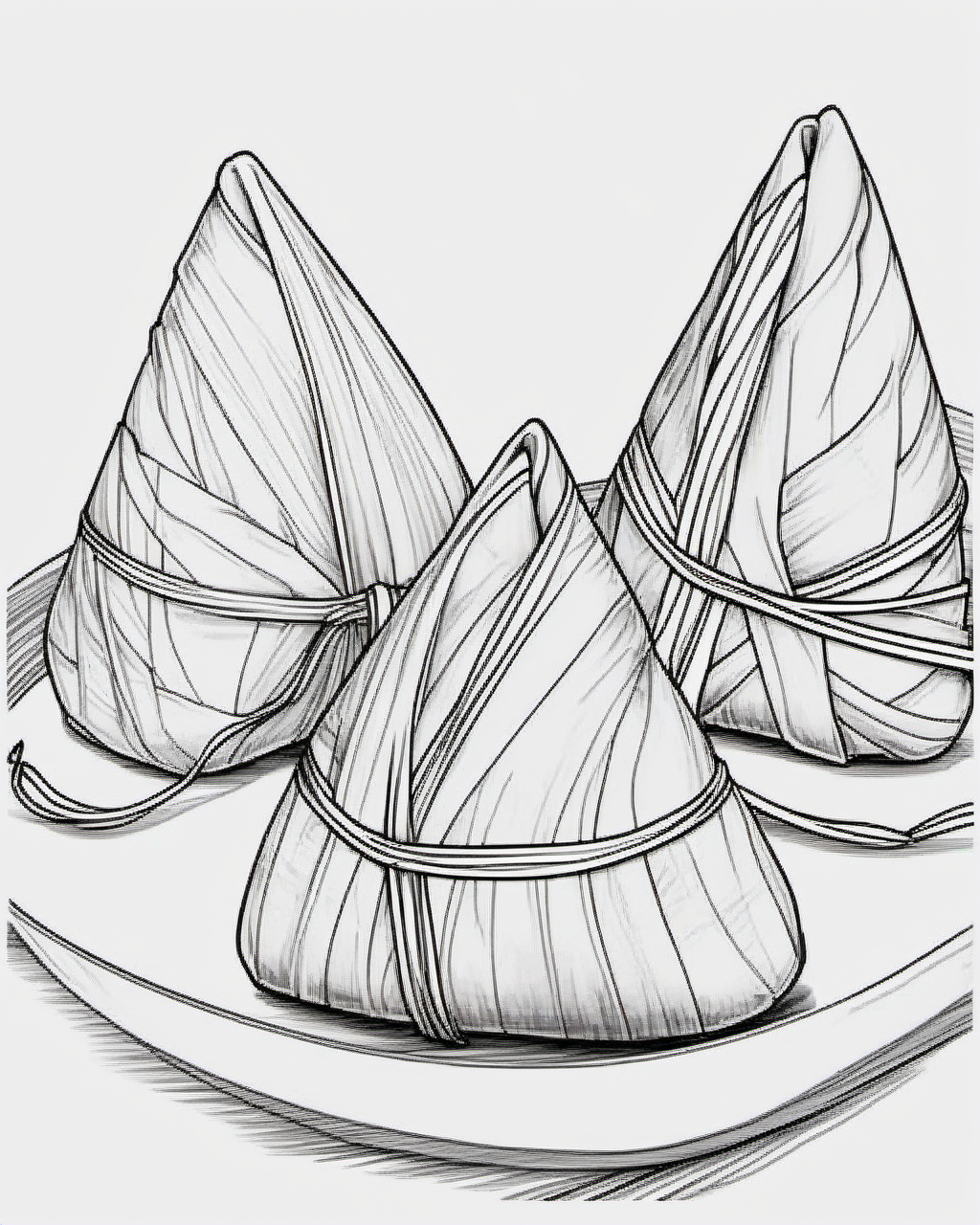 zongzi,,sketch,coloring page,Line drawing,<lora:cnfood-XL:1>