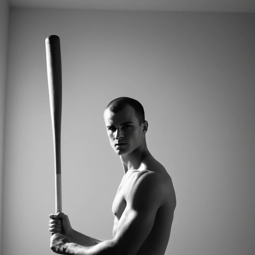 cinematic film still of <lora:High-key lighting Style:1>
bright light, bright, a man holding a baseball bat in his right hand High-key lighting Style,solo,simple background,1boy,white background,monochrome,greyscale,male focus,muscular,crossed arms,letterboxed,topless male,realistic,very short hair,buzz cut, shallow depth of field, vignette, highly detailed, high budget, bokeh, cinemascope, moody, epic, gorgeous, film grain, grainy
