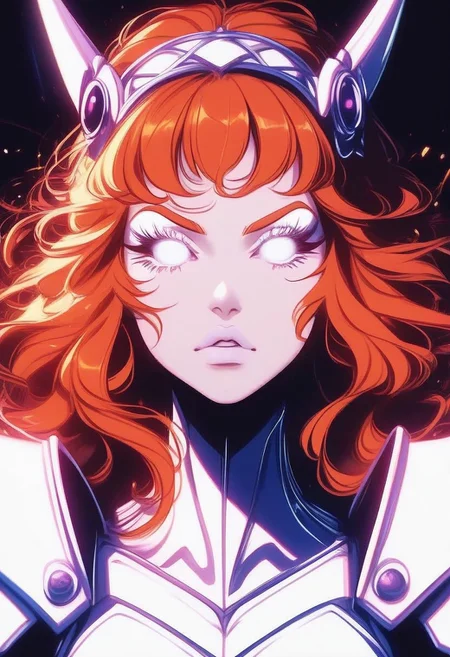 score_9, score_8_up, score_7_up, masterpiece, best quality, highly detailed, source_anime, 1girl, solo, action pose, concept art, sharp lines, god_rays, stickys style:1.7, BREAK
1 girl, pale skin, extremely pale, white eyes, mascara, bold white eyeliner, white lips, white eyelashes, orange hair, elegant, (white armor:1.2), white armor, black background, epic and grand, detailed face, detailed eyes
BREAK
focus on girl, Static Camera Movement, looking at viewer, heroic, elegant theme
<lora:xl_more_art-full_v1:0.8> <lora:GLSHS_-_V3N:1>, GLSHS, <lora:Vikings_StickyS_Lora:1> <lora:SDXLFaeTastic2400:0.4>