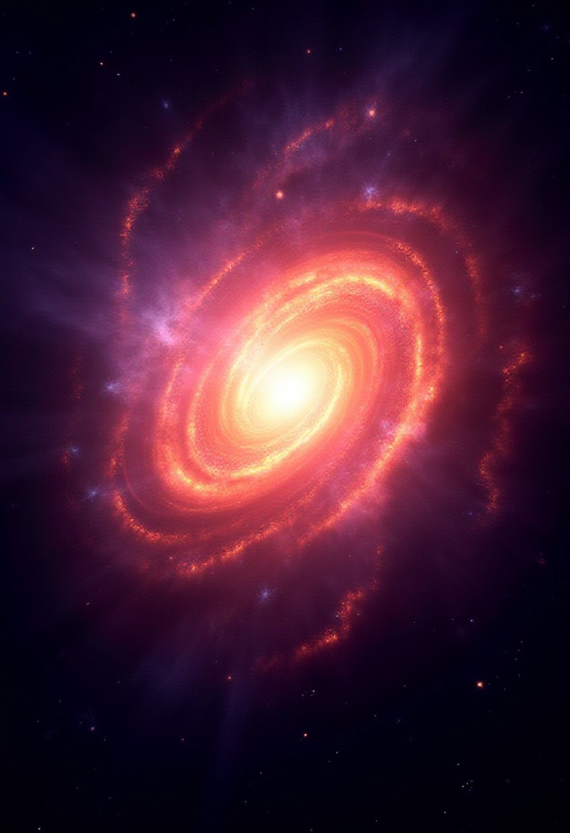 A mesmerizing supernova exploding in the heart of a swirling galaxy. The blast radiates intense waves of neon violet and electric orange, with brilliant arcs of golden light spiraling outward. The galaxy is awash with glowing stars, vivid green nebulae, and swirling cosmic dust, creating a vivid and dynamic backdrop. 4K, highly detailed, bursting with color and energy