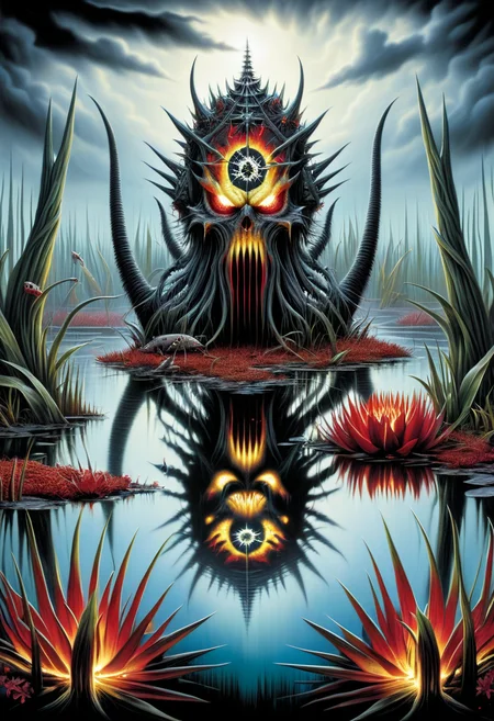 DonMD347hM374lXL nirvana in wetland biome <lora:DonMD347hM374lXL:1>