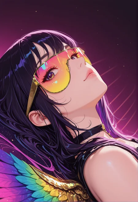 <lora:ck-shadow-circuit-IL:0.78>,
masterpiece, best quality, good quality, very aesthetic, absurdres, newest, 8K, depth of field, focused subject,
 close up, stylized, in gold and neon shades, wabi sabi, 1girl, rainbow angel wings,  looking at viewer, dynamic angle, from below, from side, gates of heaven, relaxing
<lora:MoriiMee_Gothic_Niji_Style_Illustrious_r1:0.45>
<lora:ck-nc-cyberpunk-IL-000011:0.4>
<lora:ck-neon-retrowave-IL:0.8>