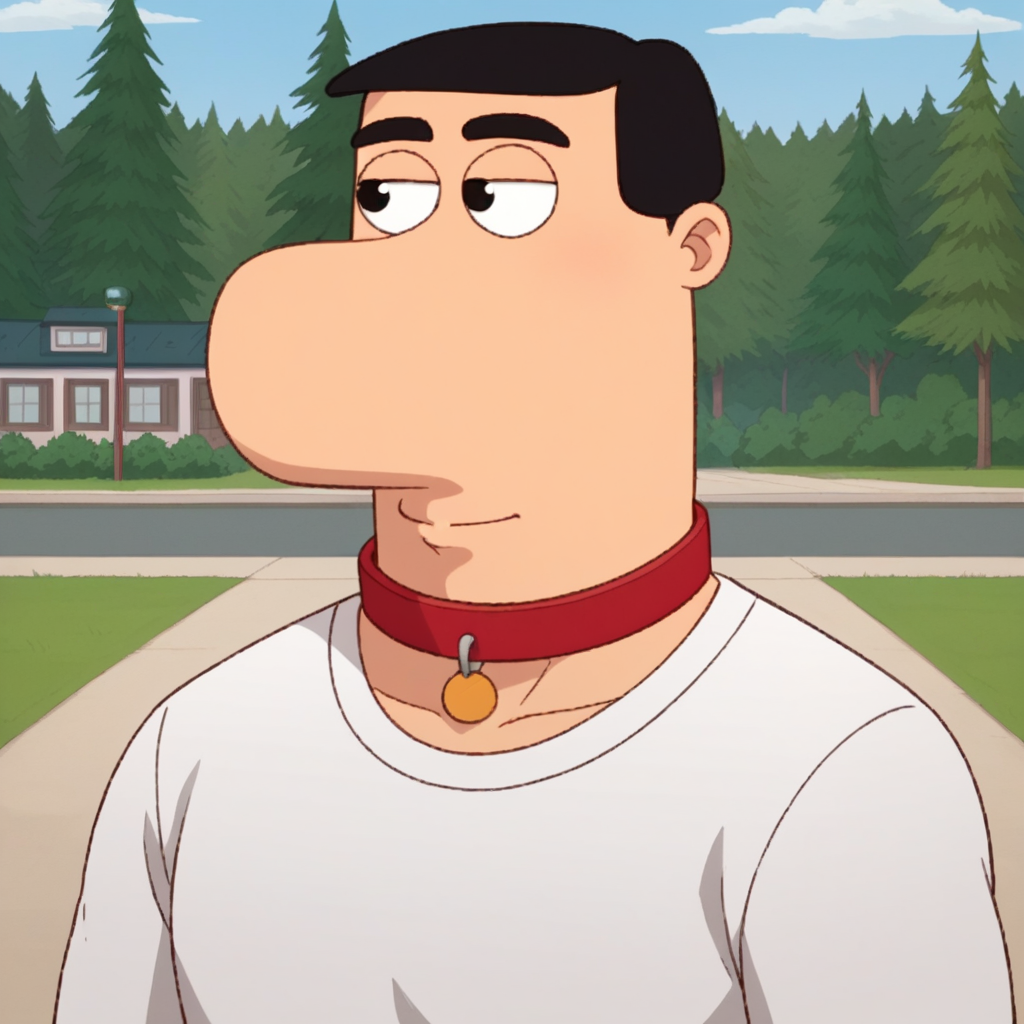 score_8_up, BREAK, HumanBrian, 1boy, solo, black hair, black eyes, white shirt, red collar, upper body, outdoors, forest,  <lora:HumanBrian_FG_PXL_Leaf1:0.8>