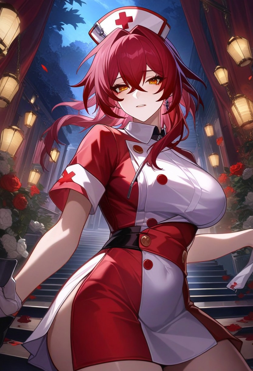 masterpiece, best quality, HONKAI STAR RAILWAY CHARACTER, 
1girl, extreamly detailed, beautiful detailed face, complex detailed background, BREAK, 
Nurse uniform