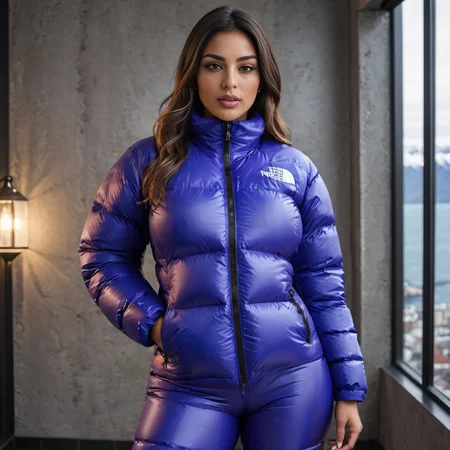 one south american curvy women wearing a tnf_nuptse jacket and latex downsuit puffer_downsuit , hyperdetailed photography,4k textures,intricate details,4k resolution, <lora:puffer_downsuit_v1:0.6> fine dining scene
<lora:pufferdown_tnf_nuptse:0.6>