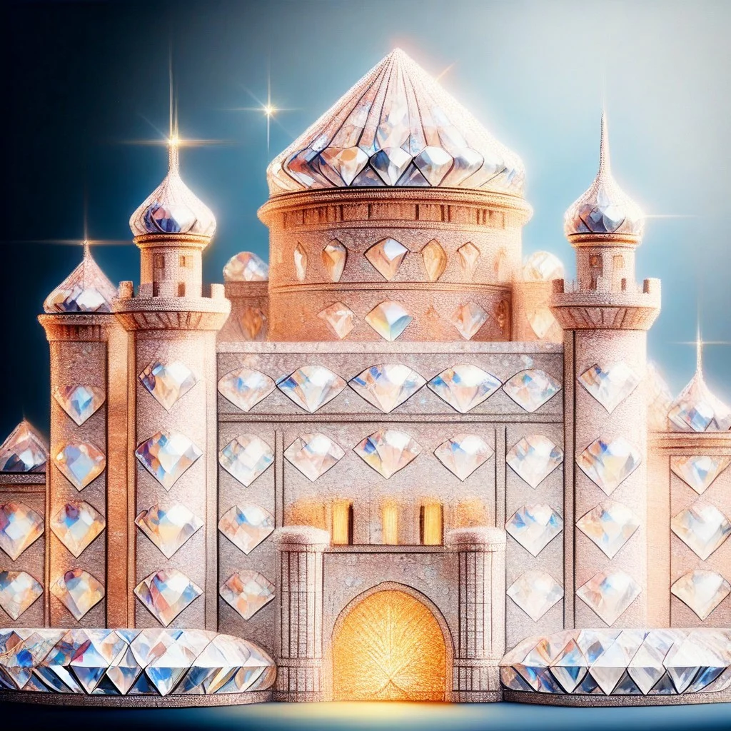 (photorealistic), castle made of diamonds, iridescent, score_9