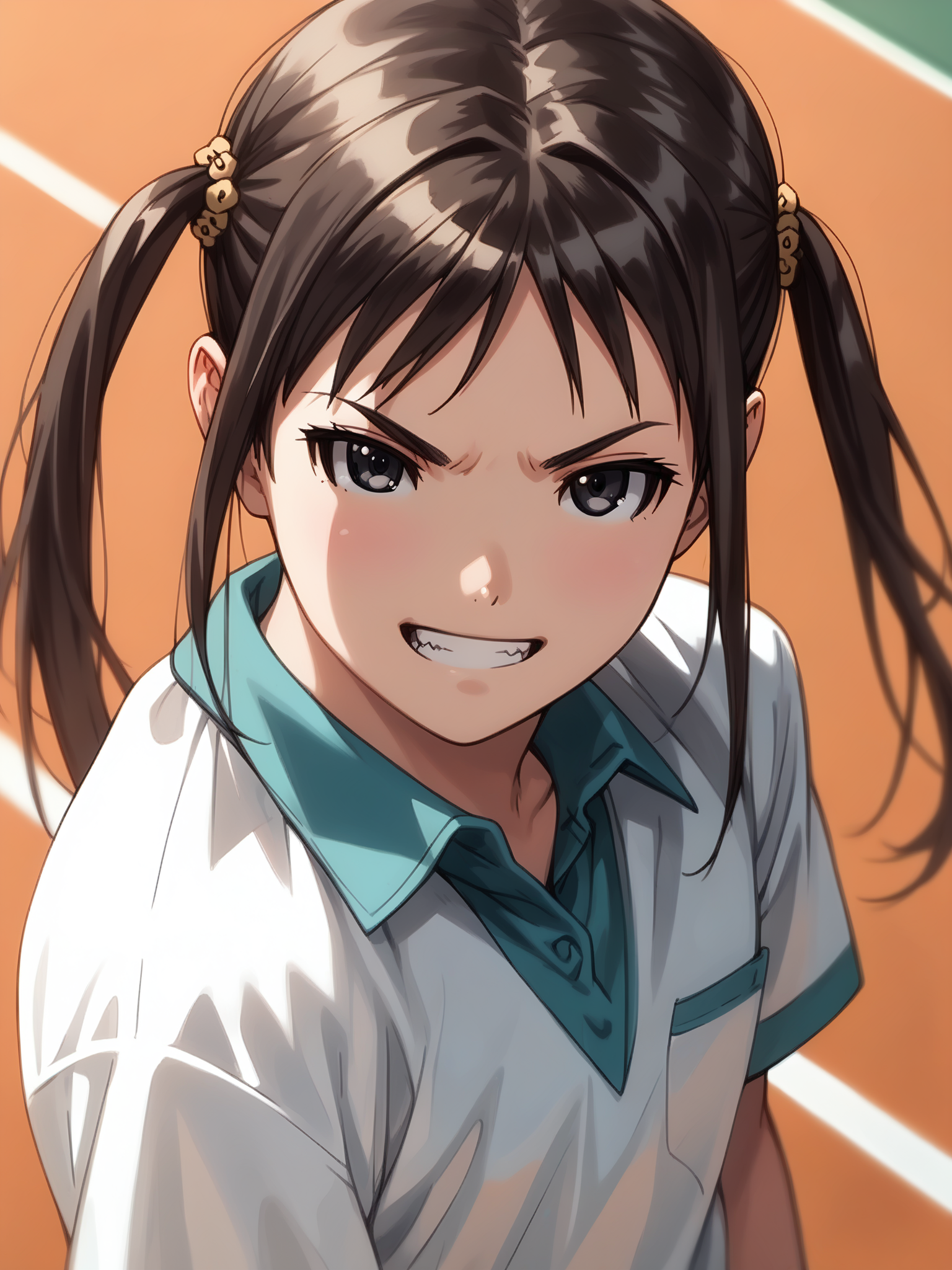 (upper body, solo focus:1.2) <lora:happy_tentacle-mio-v0.4-000025:1>, ht_mio, (brown hair:0.5), black eyes, (petite:1.2), <lora:Shed_The_Skin's StS_age_slider_v1_initial_release:-1.25> ((clothes pull :1.1) :1.1) ( ( head tilt :0.8) , , (angry :1.2) , evil smile , (looking at viewer:0.6) :1) tennis court (( from above :1.3) :0.8) score_9, score_8_up, score_7_up, score_6_up, score_5_up, score_4_up, ( [(realistic, photorealistic:1.3):(realistic:1.2):14] [(3d:1.2)::12] [:anime coloring:10] :1) <lora:LUUNA's Lunas-NijiJourney-SDXL-B2:0.35>, nijijourney <lora:prgfrg23's Counterfeit-V3.0 Style SDXL_LoRA_Pony Diffusion V6 XL:0.6> <lora:mfcg's mfcgXL:0.12> <lora:reweik's gyokai(himehajime)_PonyXL_style_v01:0.14>