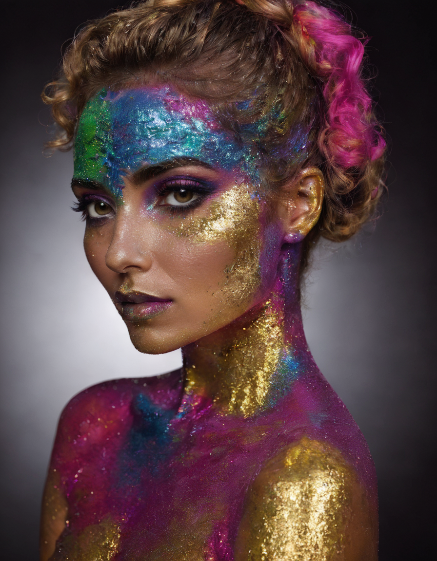 <lora:glitt3r:0.7>glitt3r a woman black background vibrant colors