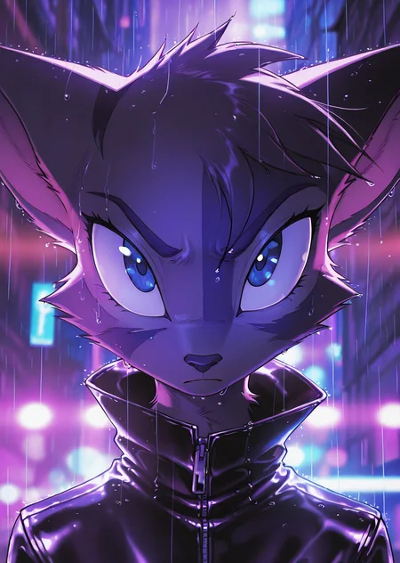 masterpiece, best quality, amazing quality, very aesthetic, absurdres, newest, (scenery, volumetric lighting), leather reflection,
Mace, Dreamkeepers, close-up portrait, 1boy, feline-like, tan fur, dark brown spiky hair, tufted ears, black leather jacket with reflective highlights, high collar, moody lighting, neon reflections, noir setting, serious expression, intense gaze, cinematic composition, dramatic shadows, rain-soaked fur, misty atmosphere, soft rain, blurred city lights in background, high contrast, detective noir style, soft film grain, stylish and edgy.
masterpiece, best quality, amazing quality, very aesthetic, absurdres, newest, (scenery, volumetric lighting), ,<lora:Dreamkeepers_Mace_Illustrious:0.8>,