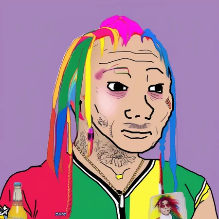 <lora:wojak_big:1>, Tekashi 6ix9ine, wojak