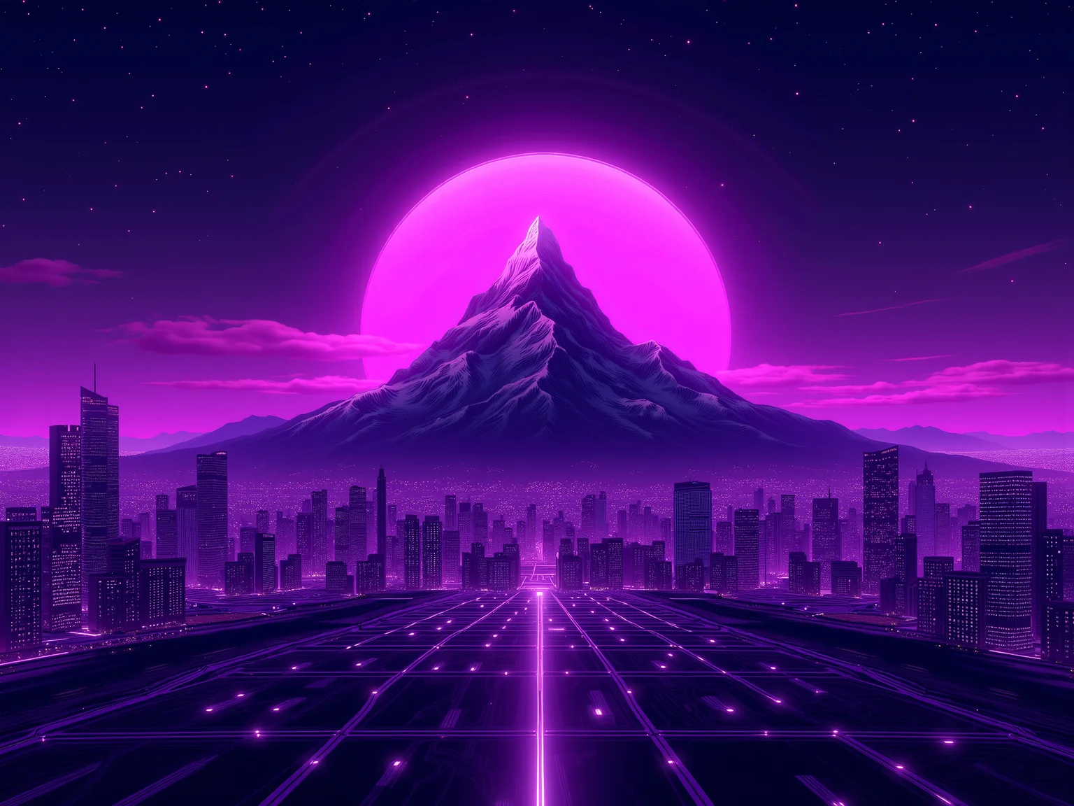 mad-cyberspace, mountain, purple glowing outlines, grid, cityscape<lora:Neon_Cyberpunk_Cyberspace_FLUX:0.8>