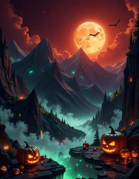 4k photo of a sifi halloween sun setting behind the mountains, intricate, highly detailed, digital painting, artstation, matte, sharp focus, in the style of hall0w33n