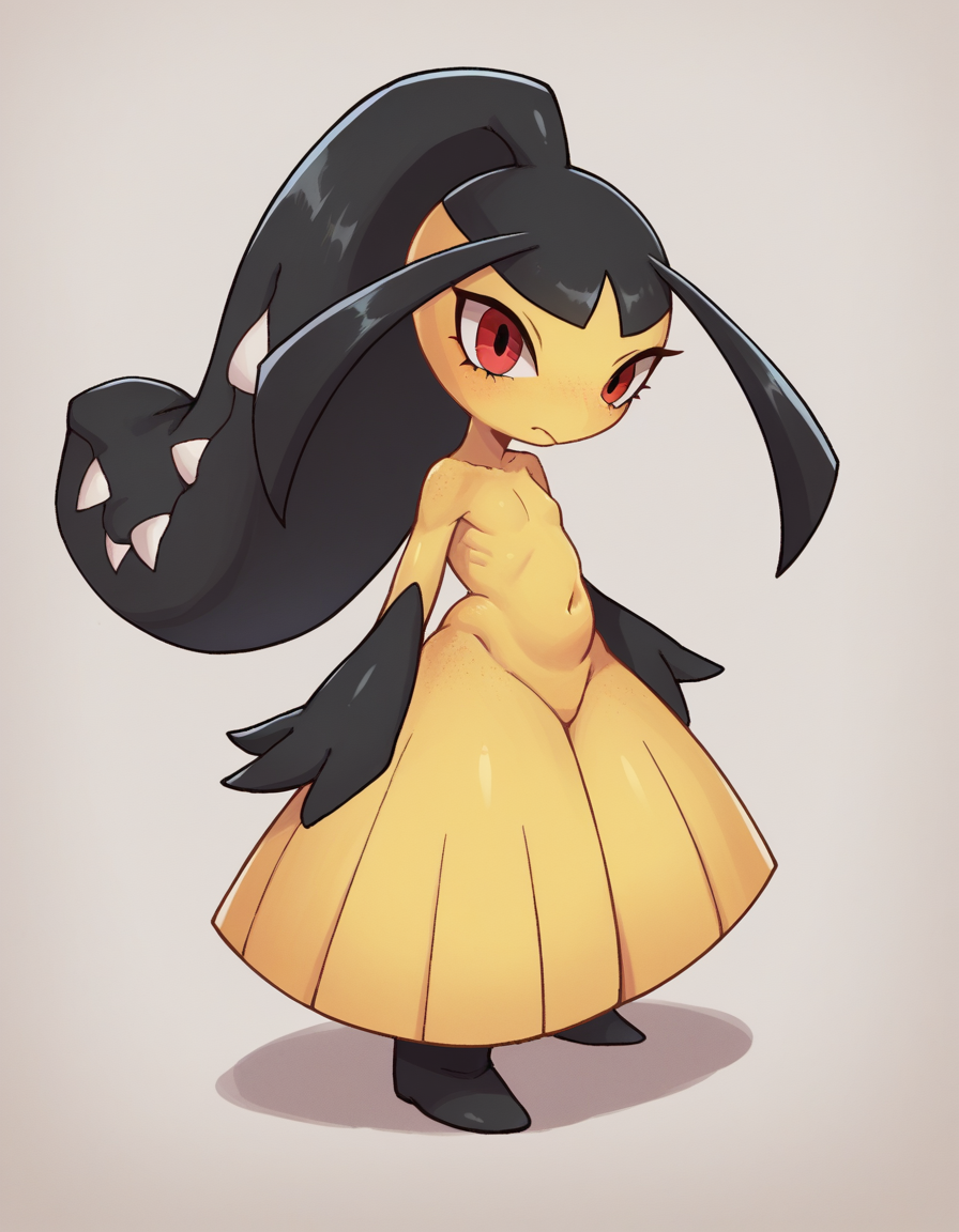 zPDXL, score_9, score_8_up, score_7_up, source_anime, 1girl, solo, 
<lora:Mawile_v2:0.8> mawile, pokemon \(creature\), red eyes, colored skin, extra mouth, multicolored skin, yellow skin, two-tone skin, black skin, ponytail, standing,