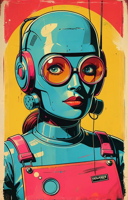 masterpiece,best quality,<lora:tbh335-sdxl:0.6>,illustration,style of Butcher Billy
 portrait of Housework robots