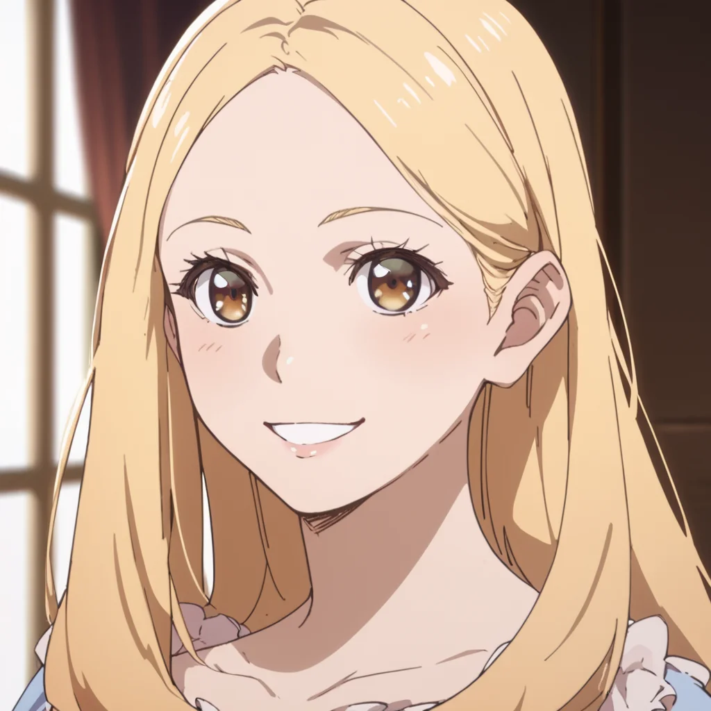 score_9, score_8_up, score_7_up, score_6_up, score_5_up, score_4_up, source_anime, Lauren, long hair, blonde hair, brown eyes, , smile, portrait