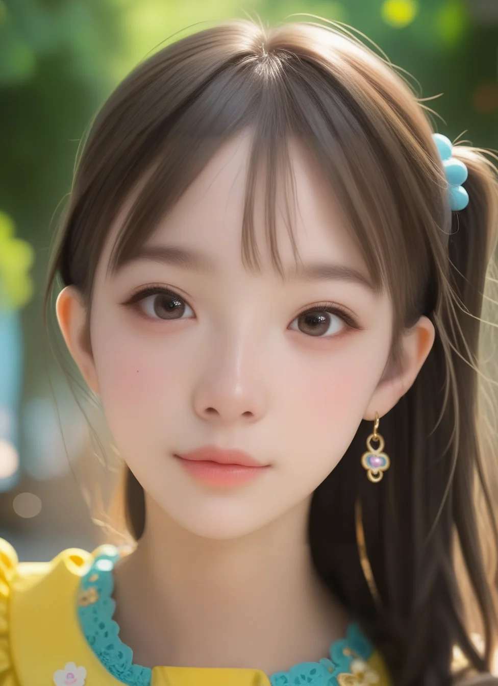 score_9, score_8_up, score_7_up,  ((score_9, realistic)), ((face focus)), ((fair skin)), ((skinny)), 1girl, one side up, hair ornament, idol, jpop, kpop, belle, pretty, petite, upper body,  <lora:ADetailerNetidolFace_pony:0.8>, BRAKE ,score_9, score_8_up, score_7_up, source anime, detailed face, detailed body, best background, detailed background, uncensored, pale skin, shiny skin,, , <lora:HandFineTuning_XL:1>,