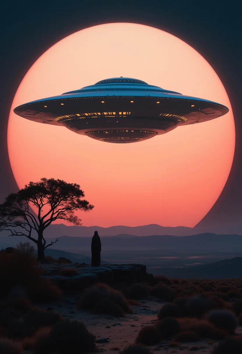 fashion photography,(full body:1), Endless black space, futuristic spaceship flying over a desert landscape. The sky is a beautiful orange and pink color, with the sun setting in the background. The spaceship is white with a large circular dome-like structure on top, and it appears to be flying over the desert. The desert landscape is barren with small shrubs and bushes scattered across the ground. In the foreground, there is a lone tree and a woman standing on a rocky outcropping. The overall mood of the image is peaceful and serene. .
An otherworldly atmosphere. Epic.. The overall composition feels cinematic, blending high fashion with a science fiction aesthetic. . . (Depth of field), low saturation,detail. ,,. ,,. masterpiece, best quality, medium-format camera, high-contrast, dramatic lighting, striking composition, . (Depth of field), low saturation,detail. mythp0rt, charismatic., ,,. masterpiece, best quality, dramatic lighting,.
An otherworldly atmosphere.
(Depth of field), low saturation,detail. mythp0rt Stylish, charismatic.PA
,,sNOW wHITE,
(Depth of field), low saturation,detail. mythp0rt Stylish, charismatic., belle
(Depth of field), low saturation,detail. mythp0rt Stylish, charismatic. ,.
, low saturation,detail. mythp0rt Stylish, charismatic. ,,aidmamj6.1,ne0nfant4sy, The background is minimalist, a gradient of shadowy blue tones, amplifying the ethereal and futuristic ambiance of the scene. . Thin border of tiny maple leaves that glitch and fade around the edges overlaid on a black border background...
with rays of sunlight piercing through the misty atmosphere. masterpiece. An otherworldly atmosphere, Mysticism. mythp0rt,
(Depth of field),detail. mythp0rt, Stylish, charismatic.
, Otherworldly atmosphere. aidmamj6.1
(Depth of field), low saturation,detail. mythp0rt Stylish, charismatic.c.
(Depth of field),,detail. mythp0rt Stylish, charismatic. ,aidmamj6.1,ne0nfant4sy,.
<lora:domiswaunfluxmini:1>