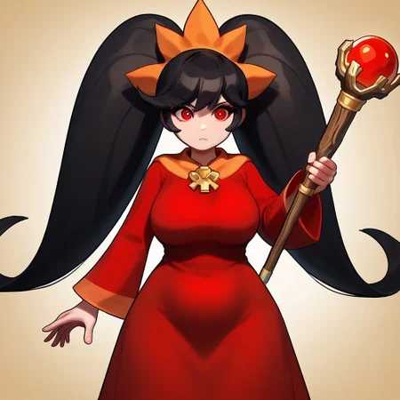 (masterpiece, best quality, pretty face, gloom, obscure background, ominous, anime, staff, cartoony), absurdres, high resolution, highres, highly rated, AddNet Weight 1: 0.6, score_9, (((1girl, unbothered))) ,((ashleywario, unique pose, 1girl, twintails, red eyes, long hair, black hair, dress, orange hairband, red dress, big hair, hairband)), ((fullbody, wide hips, alone, solo, saggy, dynamic, unique, boobs, red eyes, plump, haunted mansion, neutral, fullbody, big breasts, fat, mature))