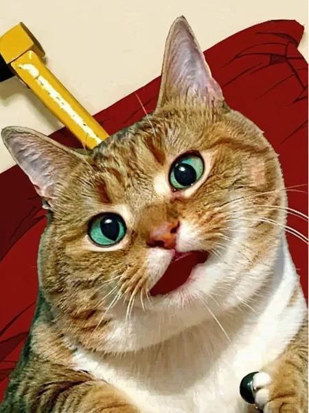 Funny emoticons, best quality, masterpiece, cat, holding a hammer, anime <lora:tt1:0.8>