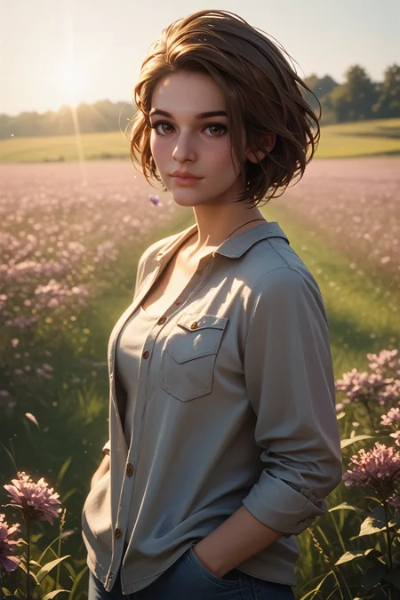 score_9, score_8_up, score_7_up, score_6_up
<lora:RE3Jill:0.8>
RE3Jill, 1girl, brown hair, short hair, brown eyes, looking at viewer, standing in a field of lavender, hands in pockets, slight breeze blowing hair, warm golden hour sunlight, serene and peaceful mood
