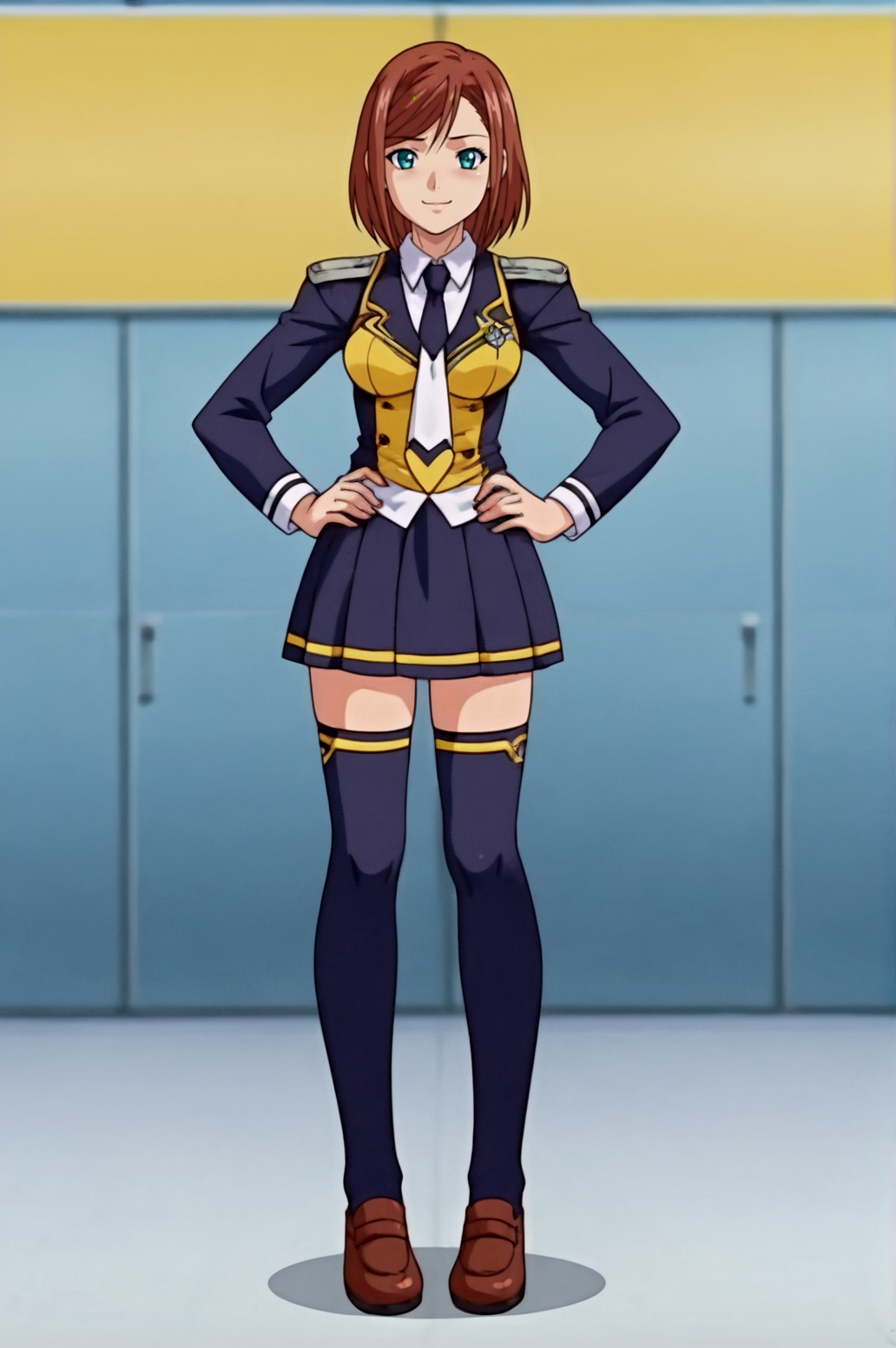 score_9, score_8_up, score_7_up,anime_source, source_anime, best background, detailed background, anime screencap,  Michi, Discipline Uniform, horny, naughty face, hands on hips, necktie, thihhighs, seductive body, full body, pov, <lora:JN_Michi:0.8>