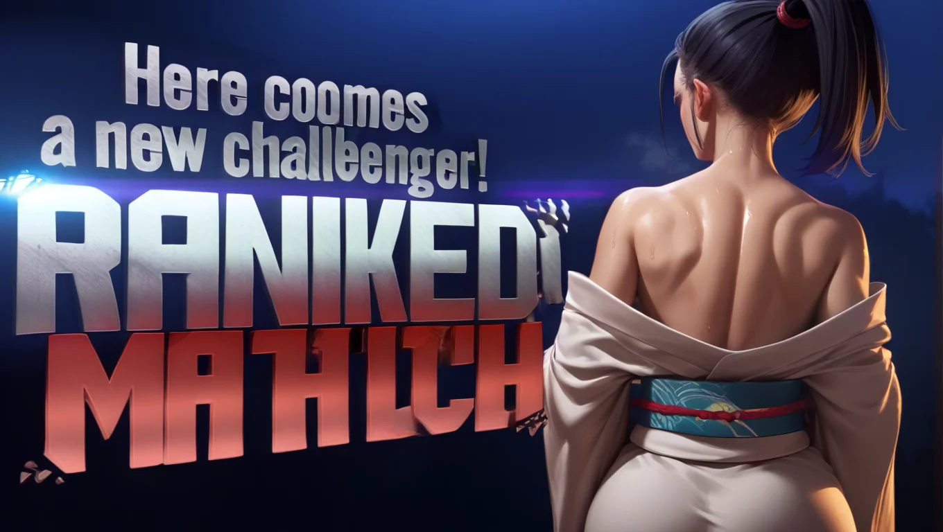 score_9, score_8_up, score_7_up, source_anime, new challenger, english text, <lora:SFNewChallenger_XLPD:1.6>, text focus, 1girl, from behind, off shoulder, kimono, night, sweat, black hair, ponytail,
